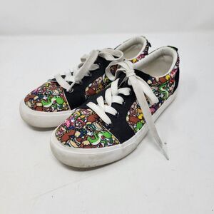 Size 4 - Super Mario World All Star Low Black Boys Shoe Sneaker Trainer